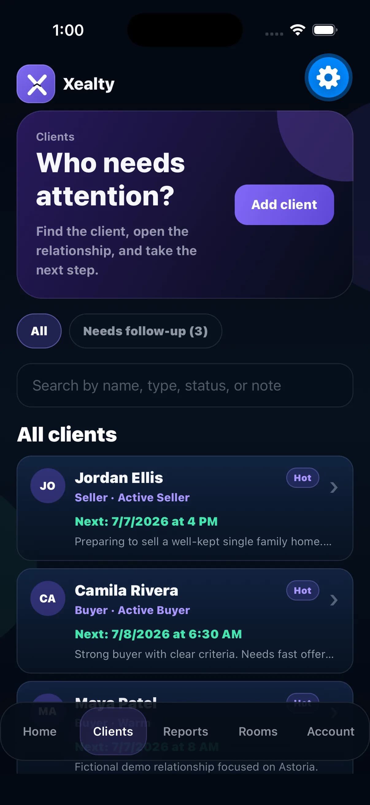 Open a client screenshot