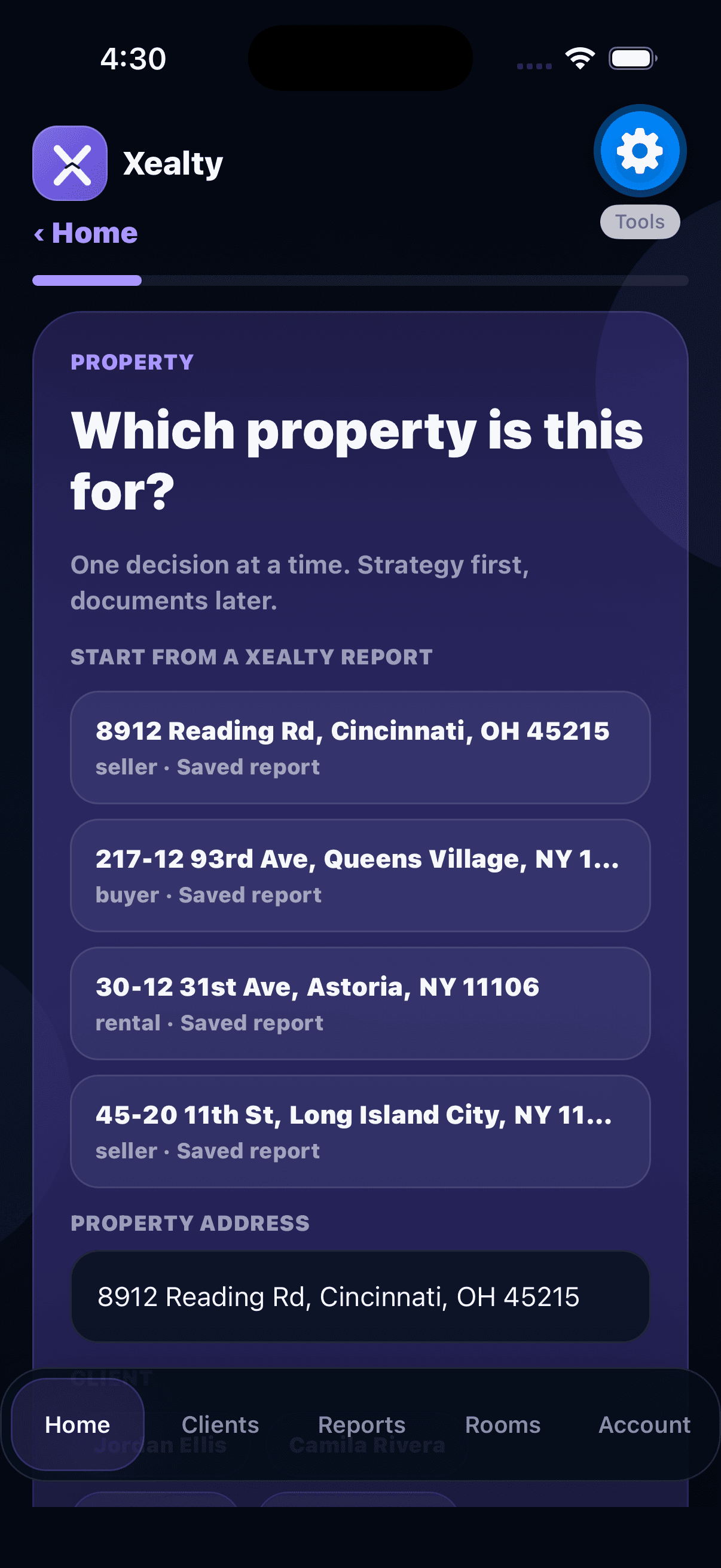 Choose the property screenshot