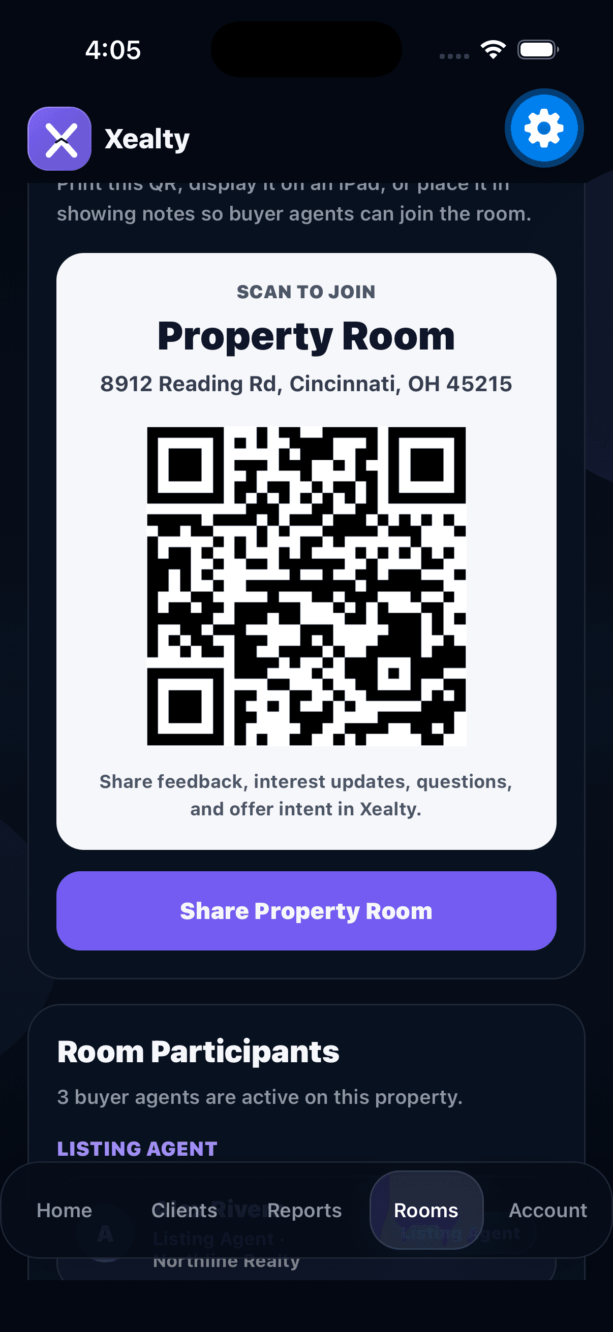 Share the room QR screenshot