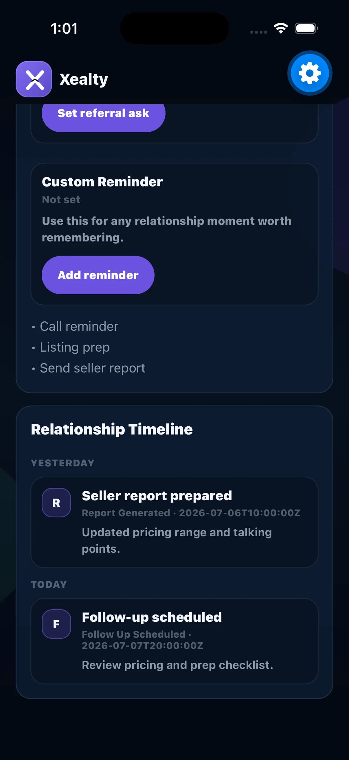 Review history screenshot