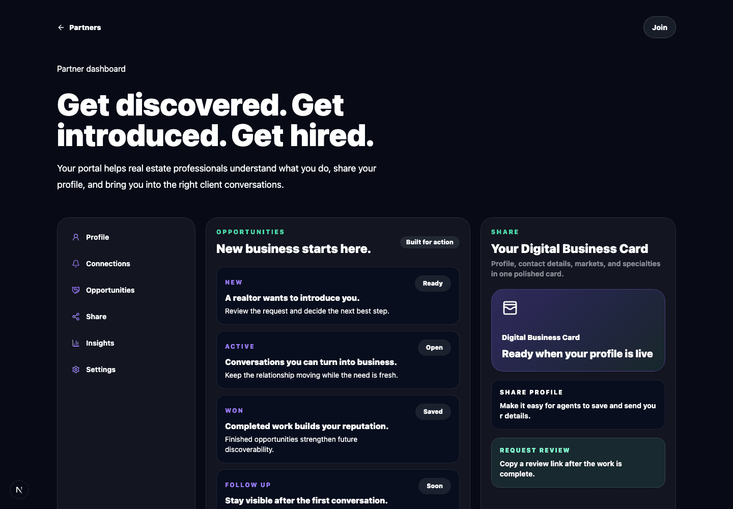 Partner portal request website screenshot
